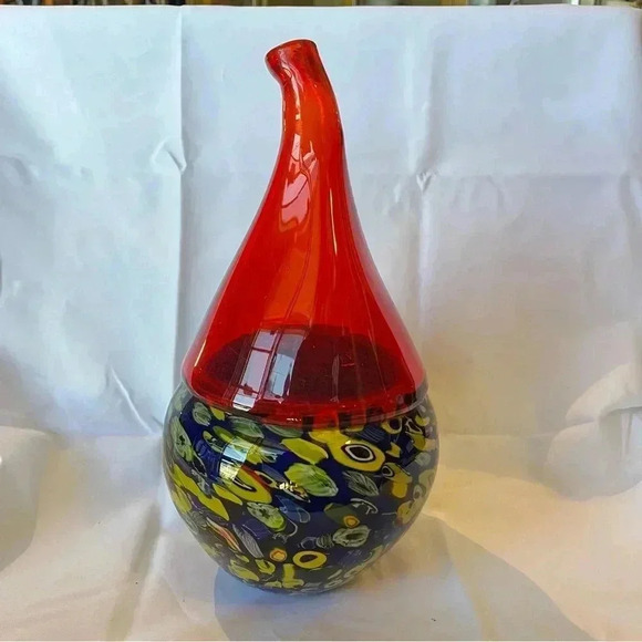 Vintage Murano Handblown Multicolored Bottom Heavy Decorative Vase - Picture 2 of 4
